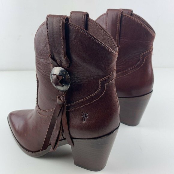 Frye Boots Womens Faye Concho Short Mahogany - Picture 3 of 9